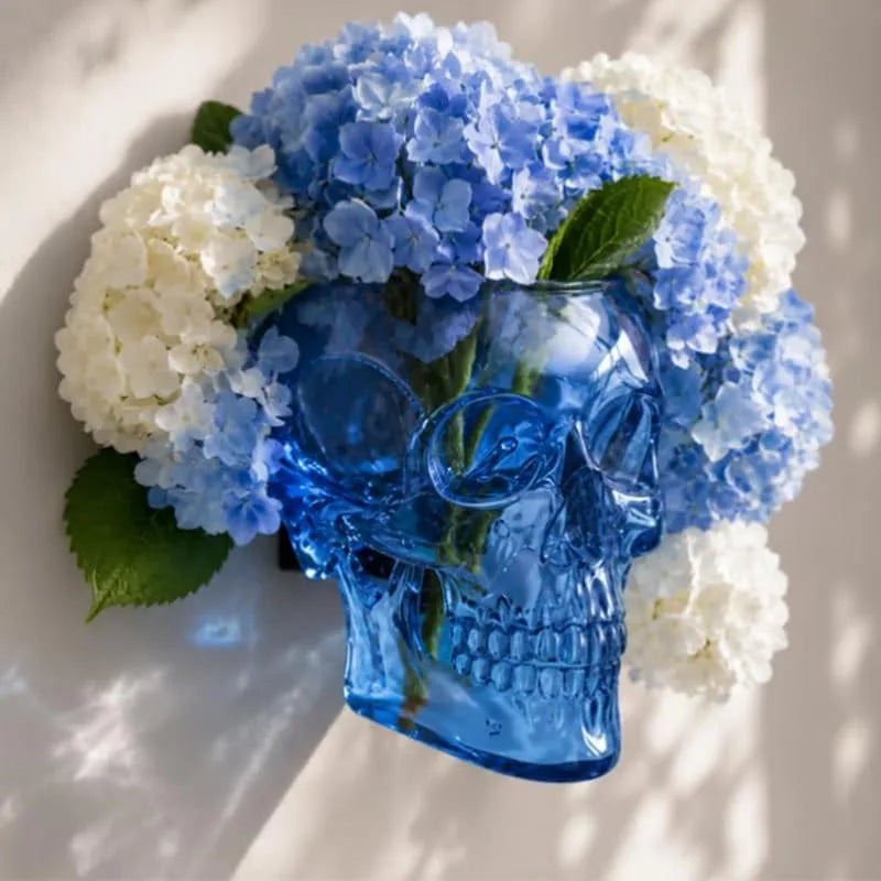 New Gothic Skull Wall Vase Wall Mounted Flower Pot Halloween Spooky Home Wall Decor Ornament