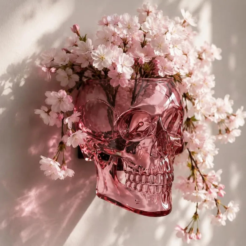 New Gothic Skull Wall Vase Wall Mounted Flower Pot Halloween Spooky Home Wall Decor Ornament