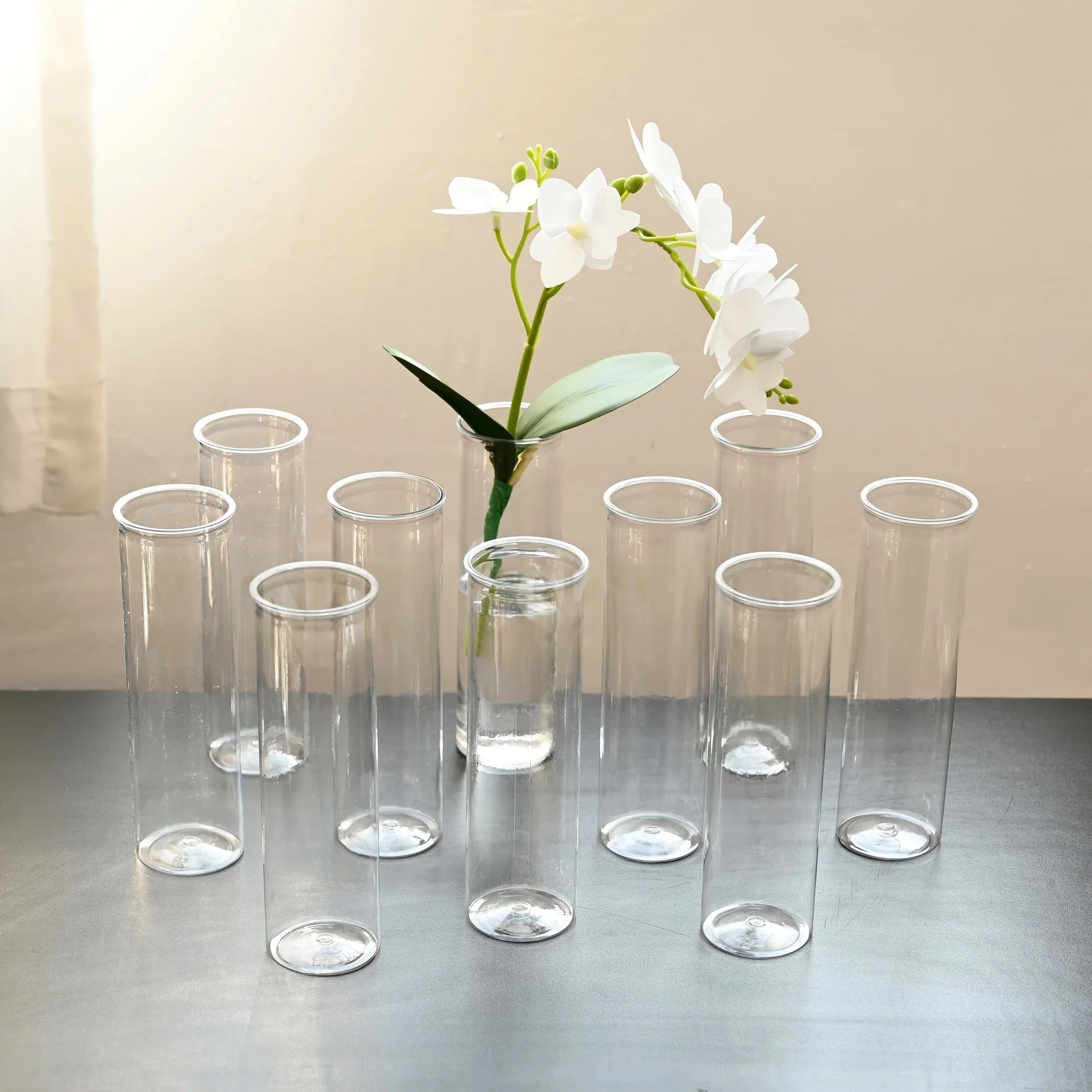 10/15/12 Plastic Cylindrical Vases, High Transparency Vase Set, Suitable for Simple Desktop Flower Arrangement Decoration