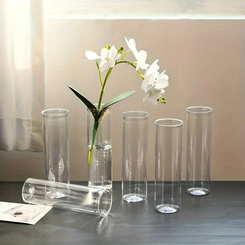 10/15/12 Plastic Cylindrical Vases, High Transparency Vase Set, Suitable for Simple Desktop Flower Arrangement Decoration