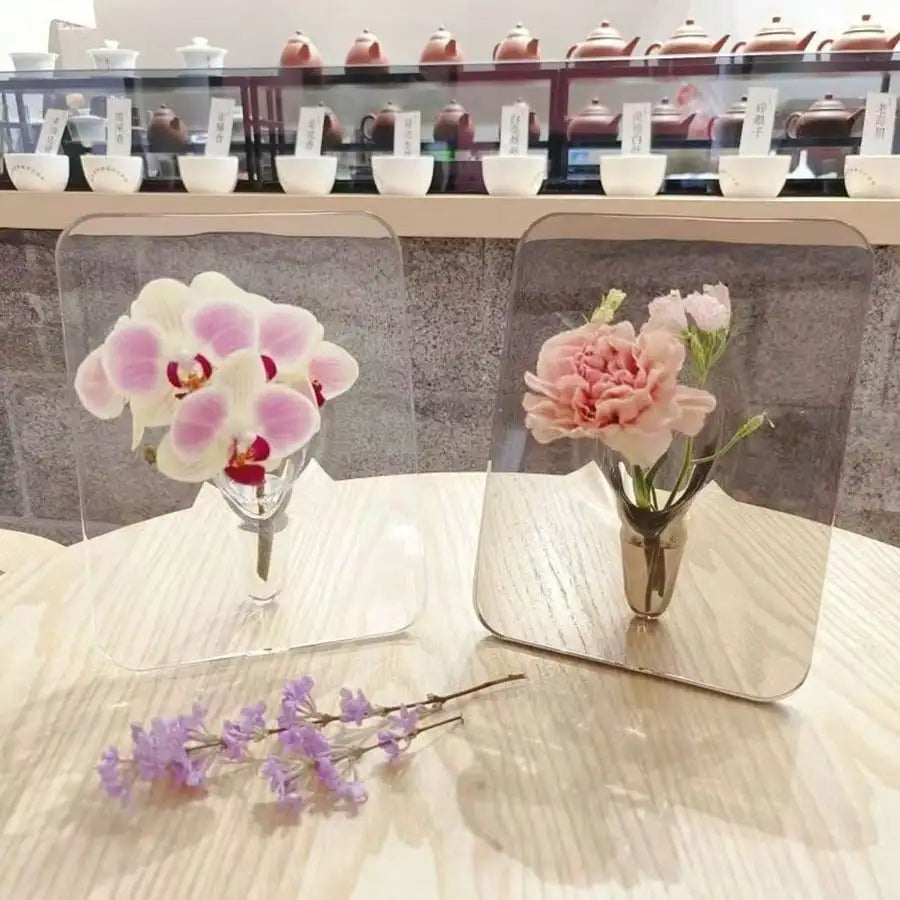 Frame Flower Vase - Clear Acrylic Vase for Flowers, Modern Art Vases for Home Decor, Decorative Vases for Desktops Bookshelf