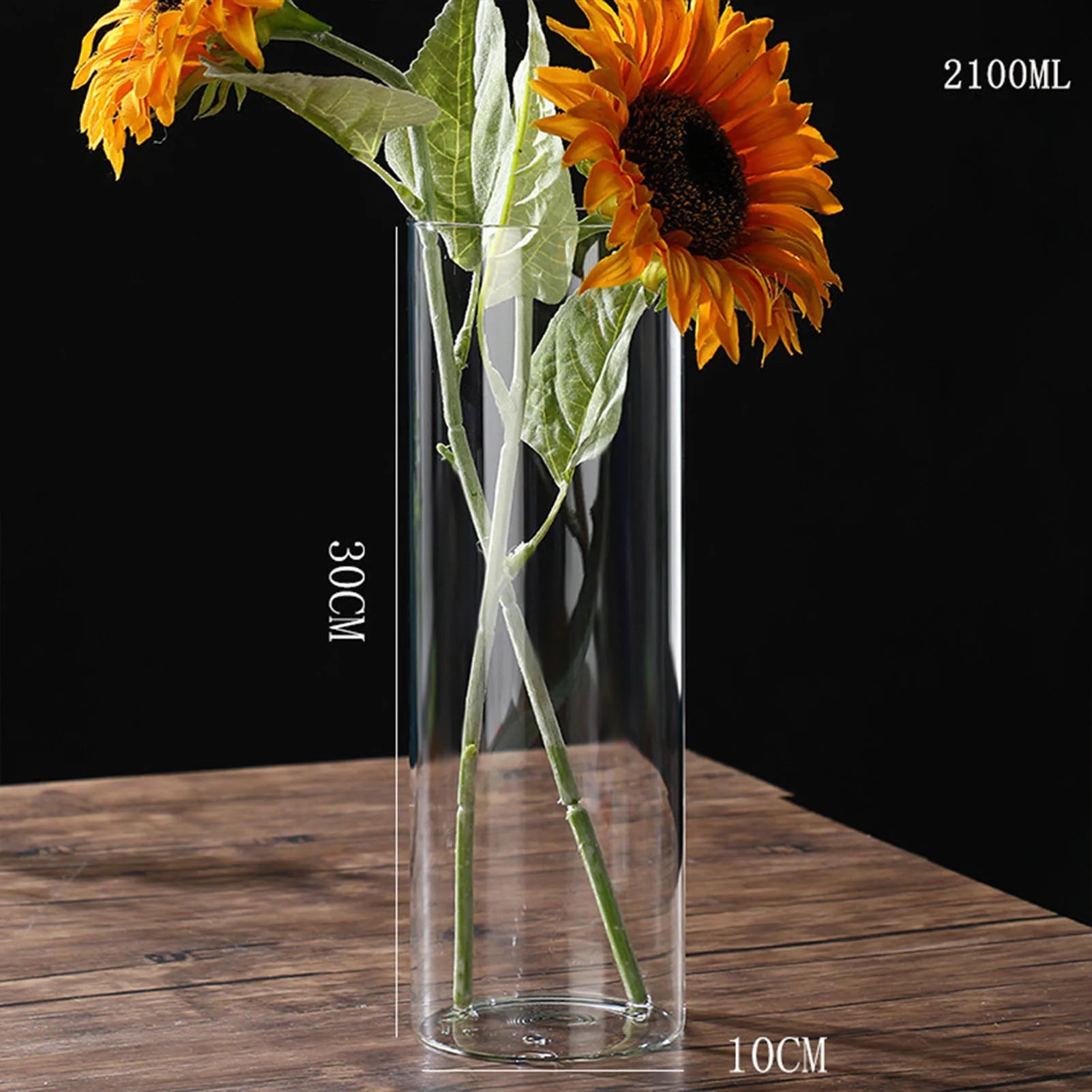 Transparent Glass Hydroponic Vase Minimalist Glass Vase Cylinder Flower Vase for Home Office Wedding Table