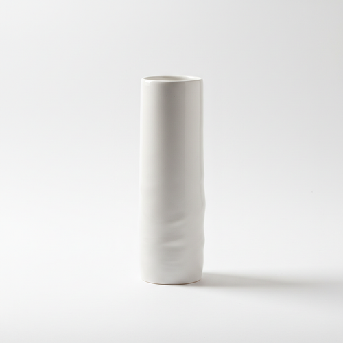 Elegant Ceramic Vase - matte white tall cylindrical design