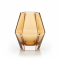 Modern Geometric Glass Vase - hexagonal amber tinted glass
